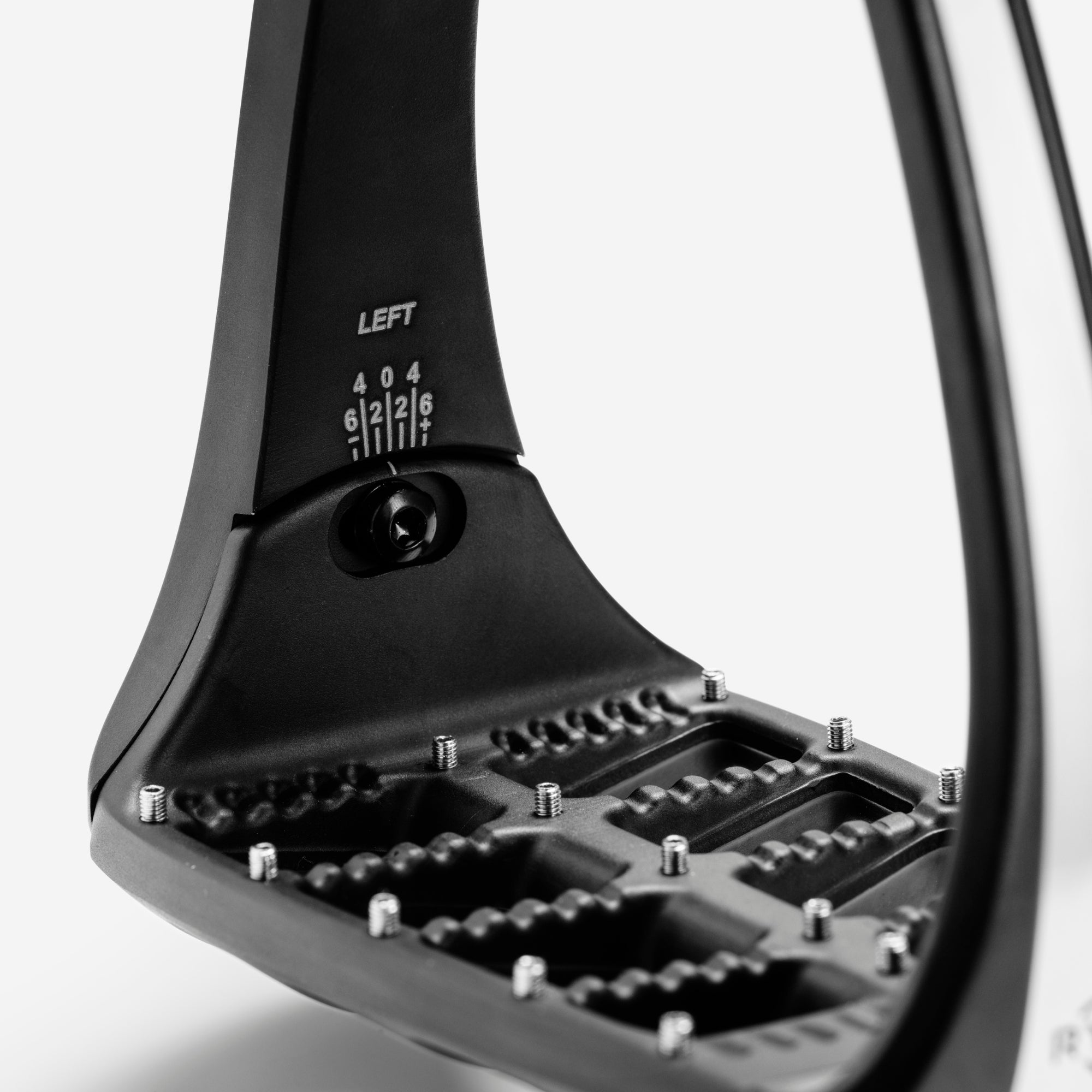 Adjustable Stirrups in Black by RYDE - Strēid. Equestrian stirrups with magnetic safety release and adjustable design