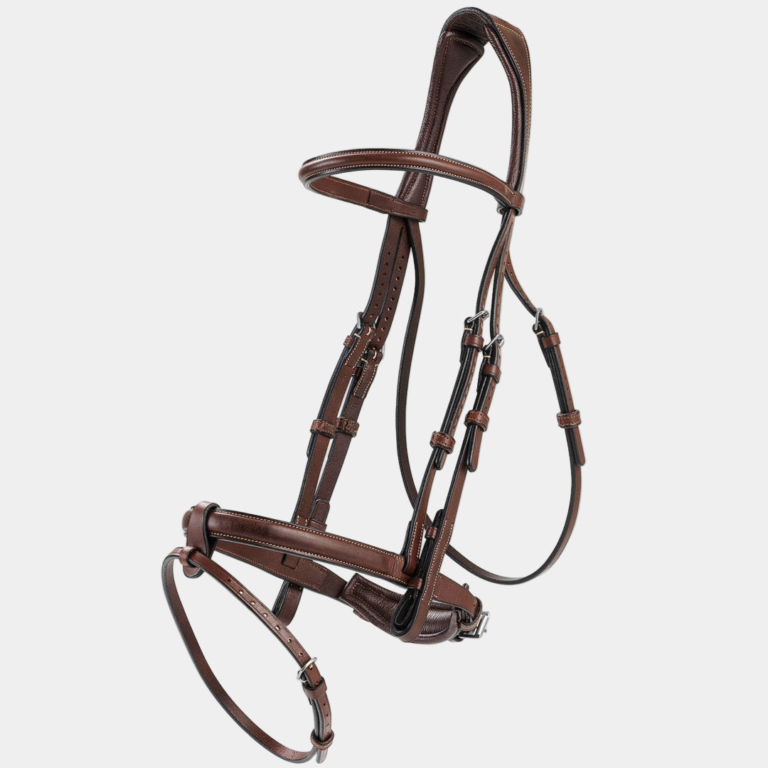 BHOOF Eyewear 3 Slim Sport - STRĒID. Lightweight 405g vegetable-tanned leather bridle with flash noseband, classic headpiece, soft ear padding.