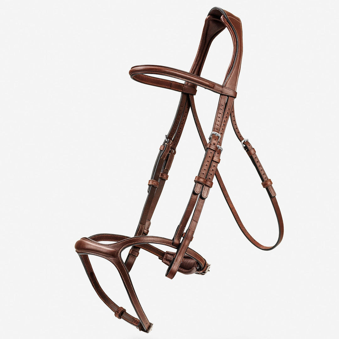 BHOOF Eyewear 3 Slim Sport - STRĒID. Lightweight 425g vegetable-tanned leather Y-fit bridle with classic headpiece, ergonomic noseband, soft ear padding.