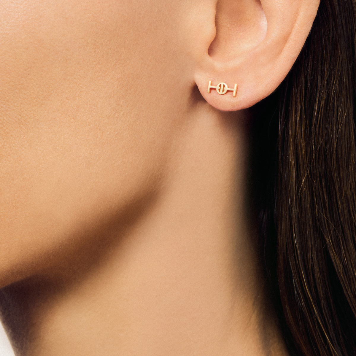 Challenge Studs in Yellow Gold 9ct by TOTI - Strēid. Equestrian-inspired earrings with bit design for meaningful connections