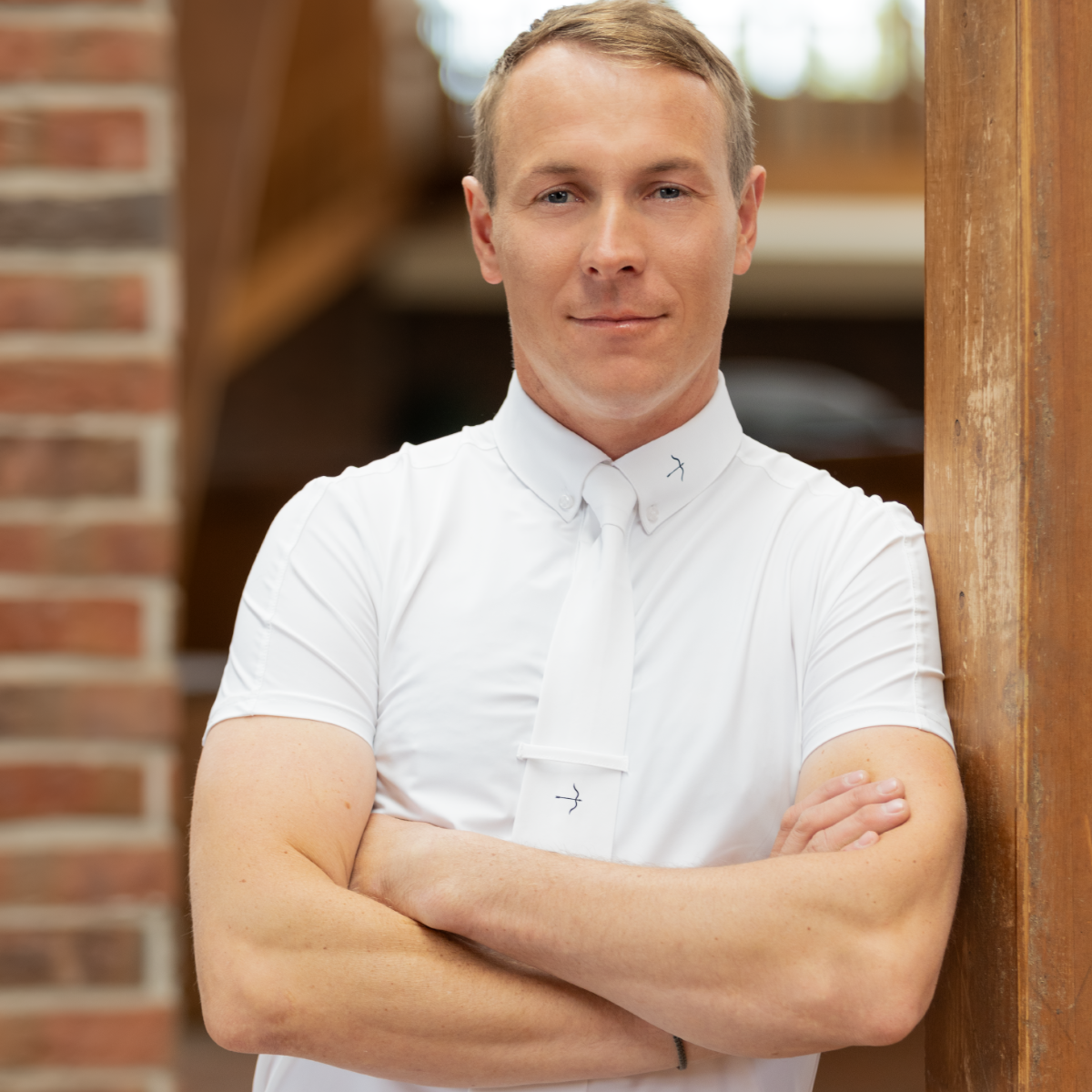 Competition Tie by LAGUSO - Strēid. Bi-elastic equestrian tie with logo print for competition style.