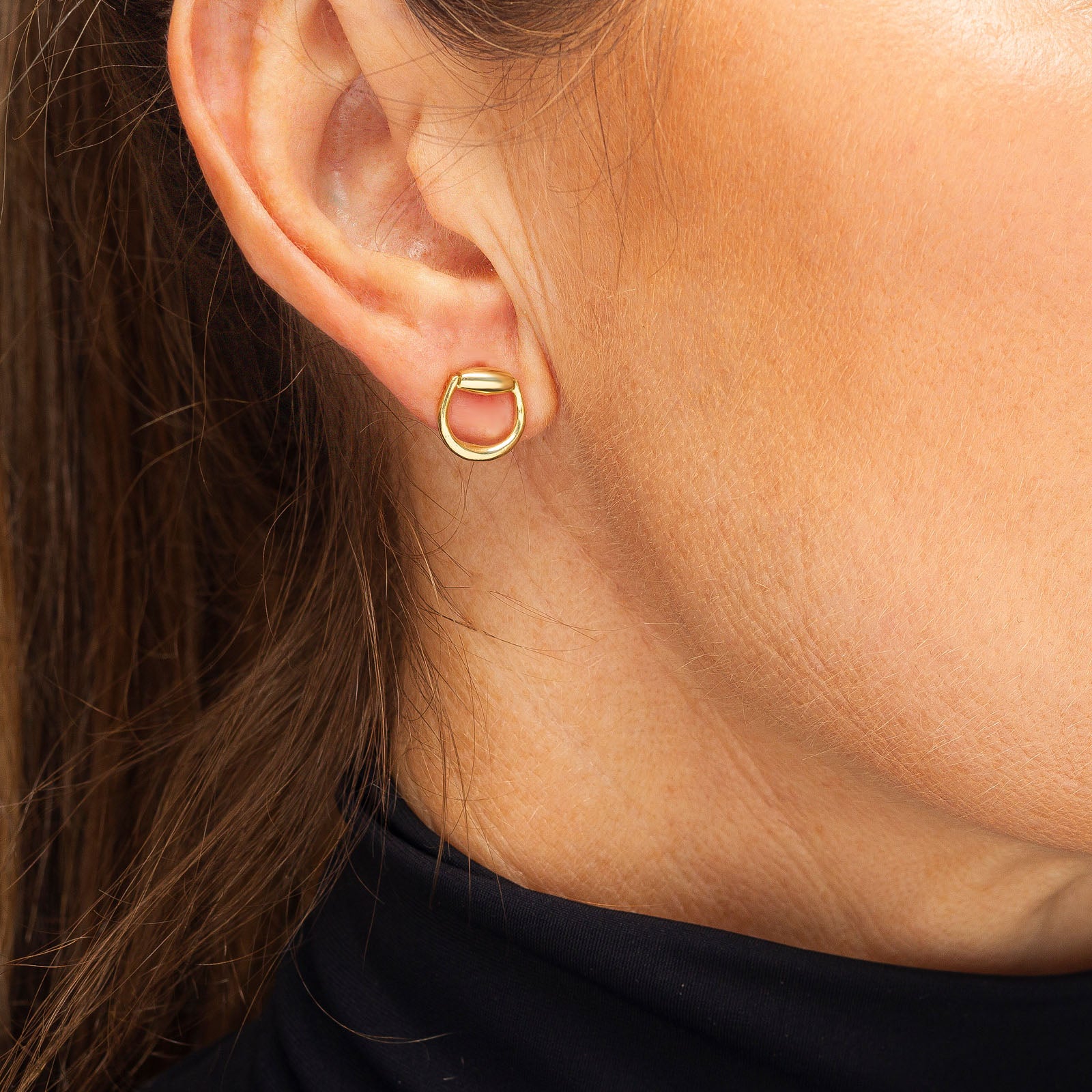 Connection Earrings in Yellow Gold 9ct by TOTI - Strēid. Equestrian-inspired earrings with bit design for meaningful connections