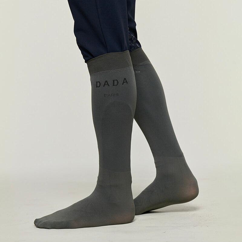 Dada Sport Aldo Men's Riding Socks 2 Pairs - STRĒID. Navy and Khaki Green microfiber socks with reinforced foot, ribbed cuffs, fits 39-46, made in France.