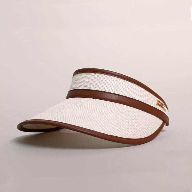 Dada Sport Sultane Riding Visor - STRĒID. Elegant black or ecru visor with gold logo and UPF 50+ sun protection.