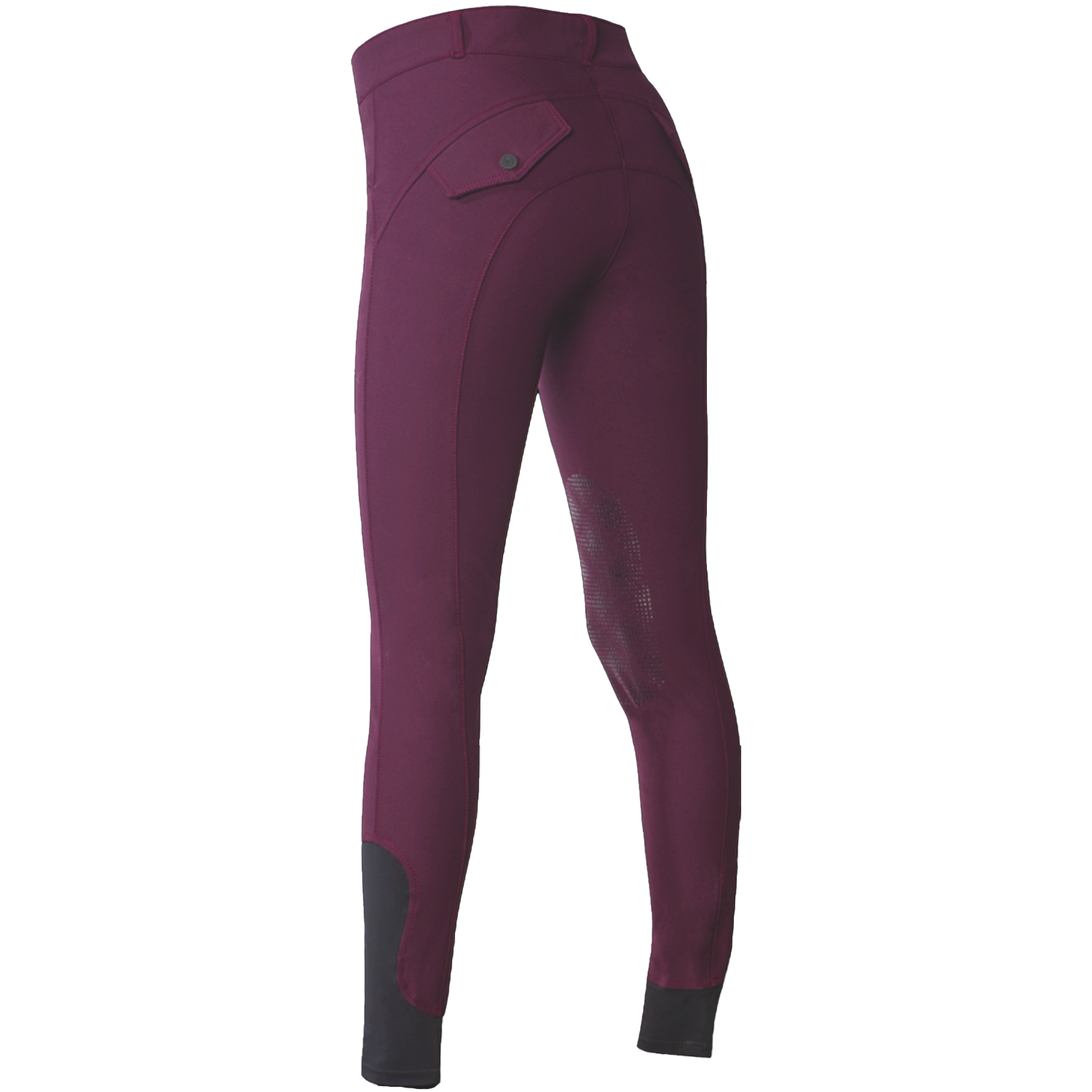 LAGUSO Laura Tec Grip Breeches Plum - STRĒID. Women’s plum riding breeches with 4 pockets, seamless knee grip, elastic cuffs and Laguso Gripping System.