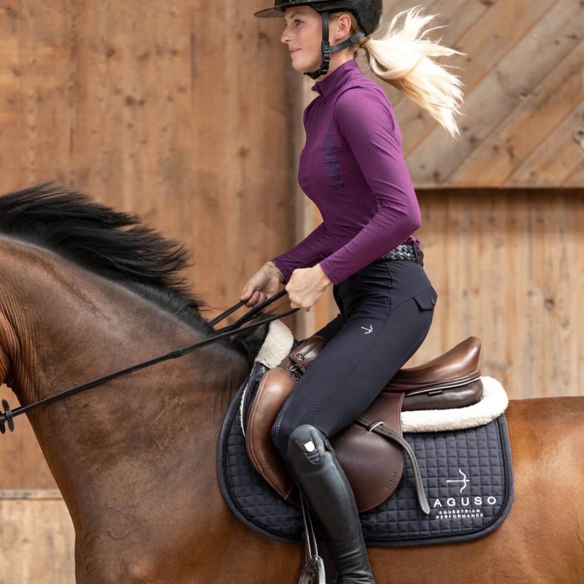 Laura Tec Grip Breeches in Black by LAGUSO - Strēid. Premium equestrian breeches with Power Sports fabric and Laguso Gripping System for comfort and stability
