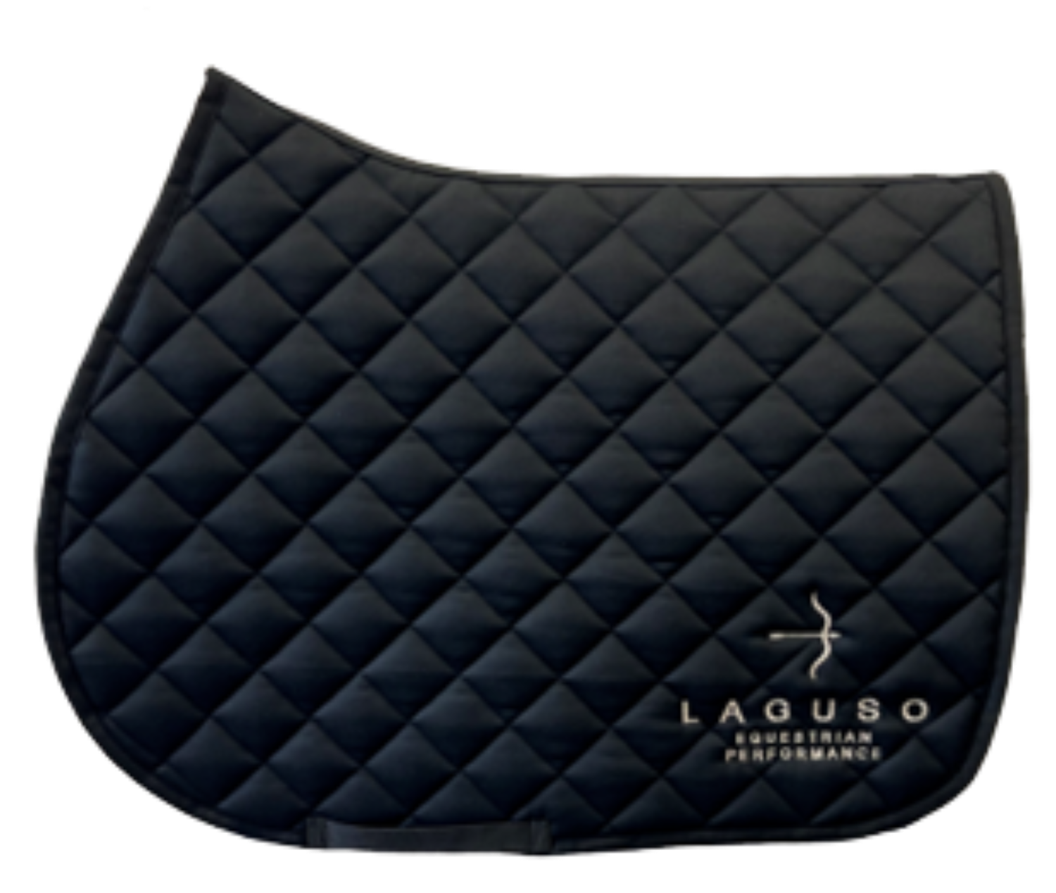 Luxury Jump Saddle Pad in Black by LAGUSO - Strēid. Premium horse saddle pad with raw cotton filling for comfort and durability.