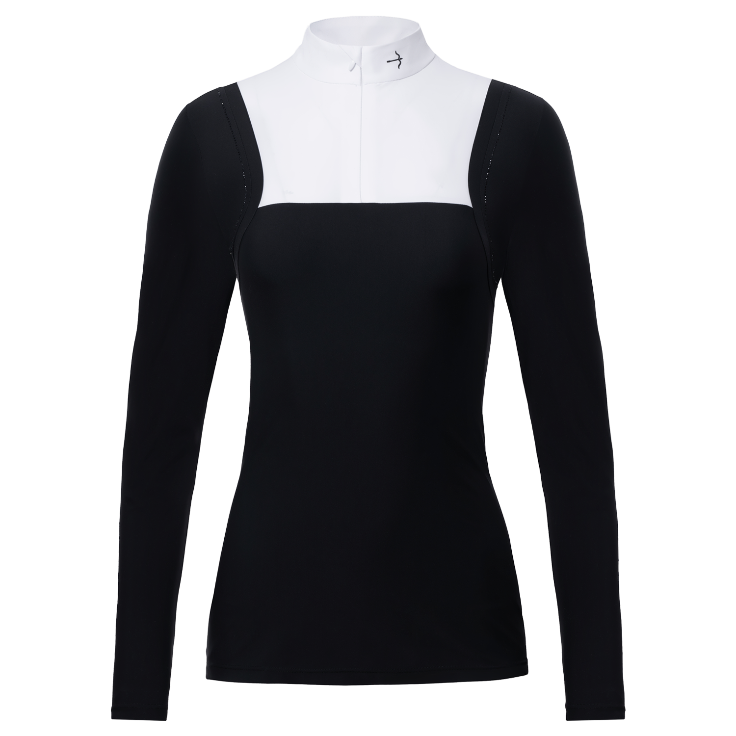 Savannah Crystal Black Long Sleeve Shirt by LAGUSO - STRĒID. Elegant equestrian shirt with SPF 50 and breathable fabric for horse riders.