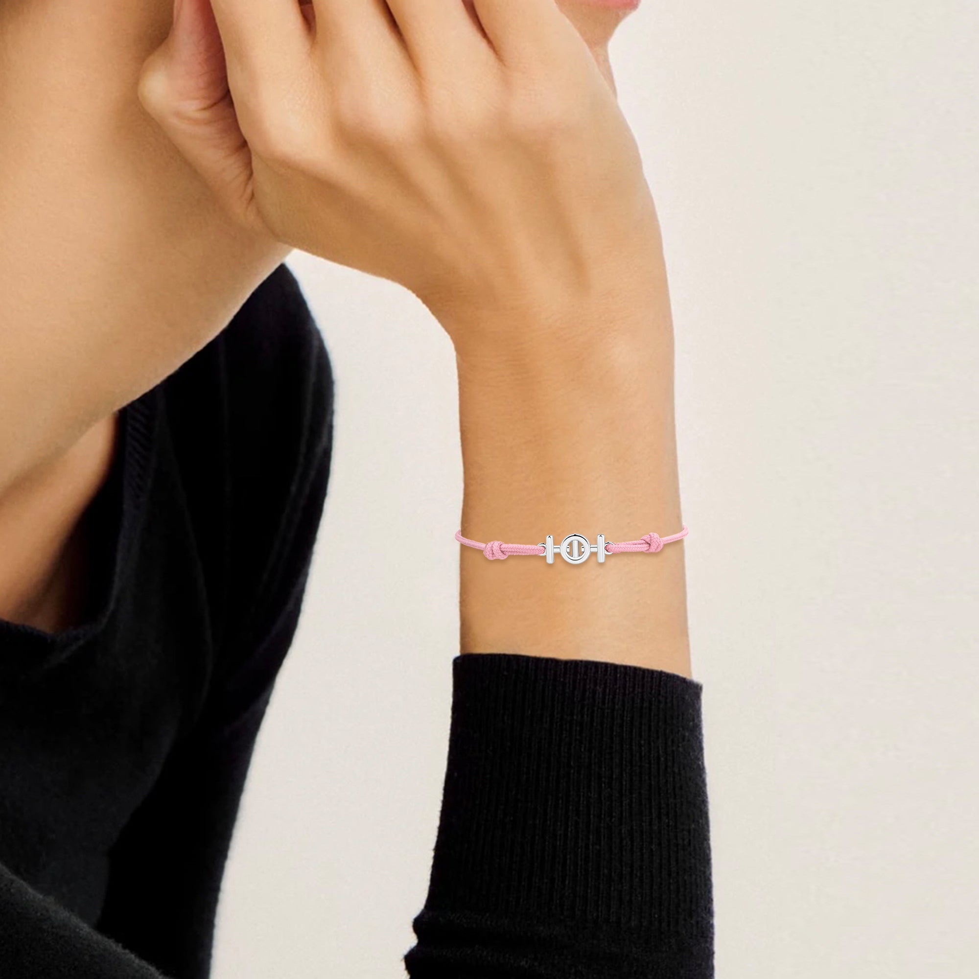TOTI Destiny Challenge Cord Bracelet Pink - STRĒID. Adjustable pink cord bracelet with meaningful silver strength charm.
