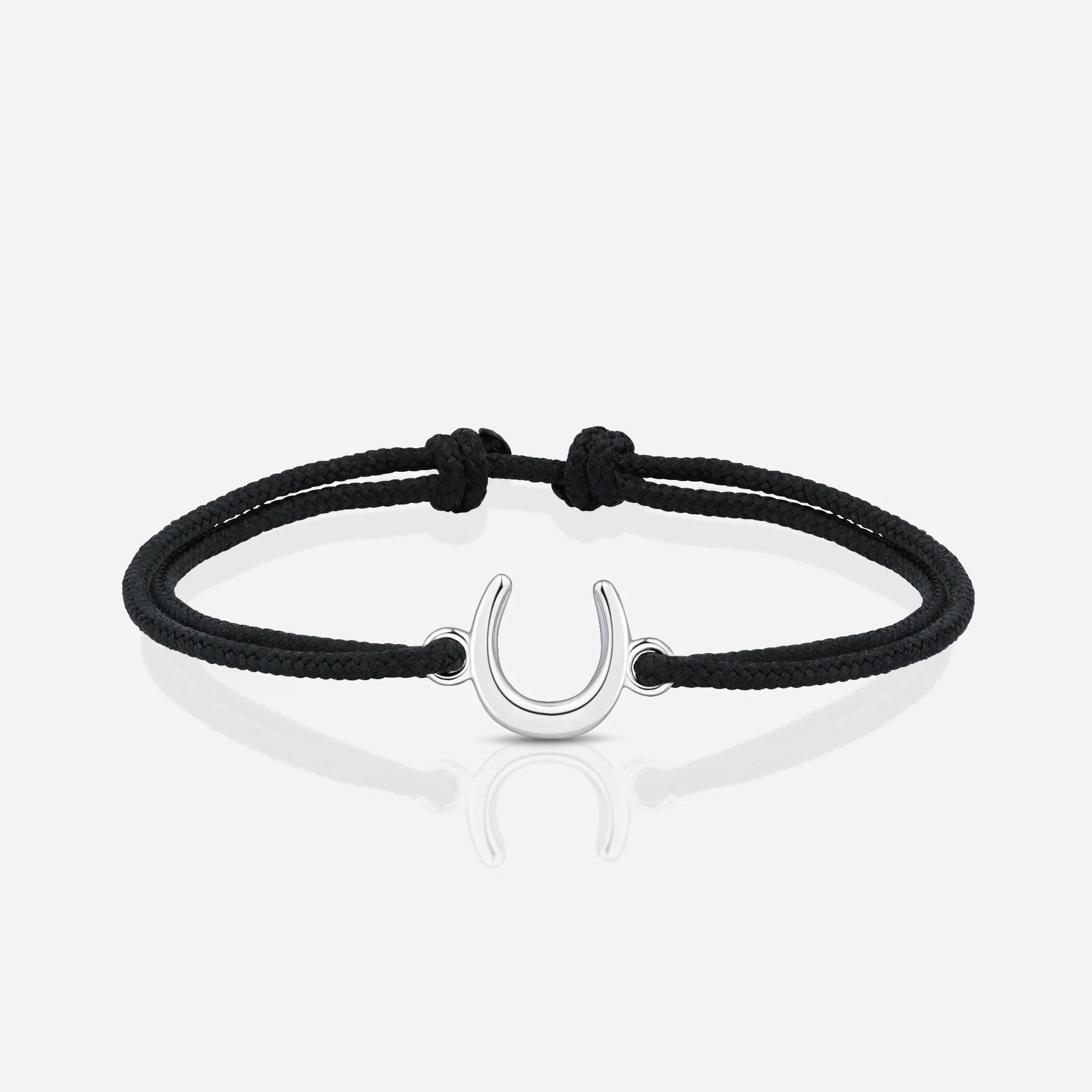 TOTI Destiny Confidence Cord Bracelet Black - STRĒID. Black eco cord bracelet with shiny silver horseshoe charm.