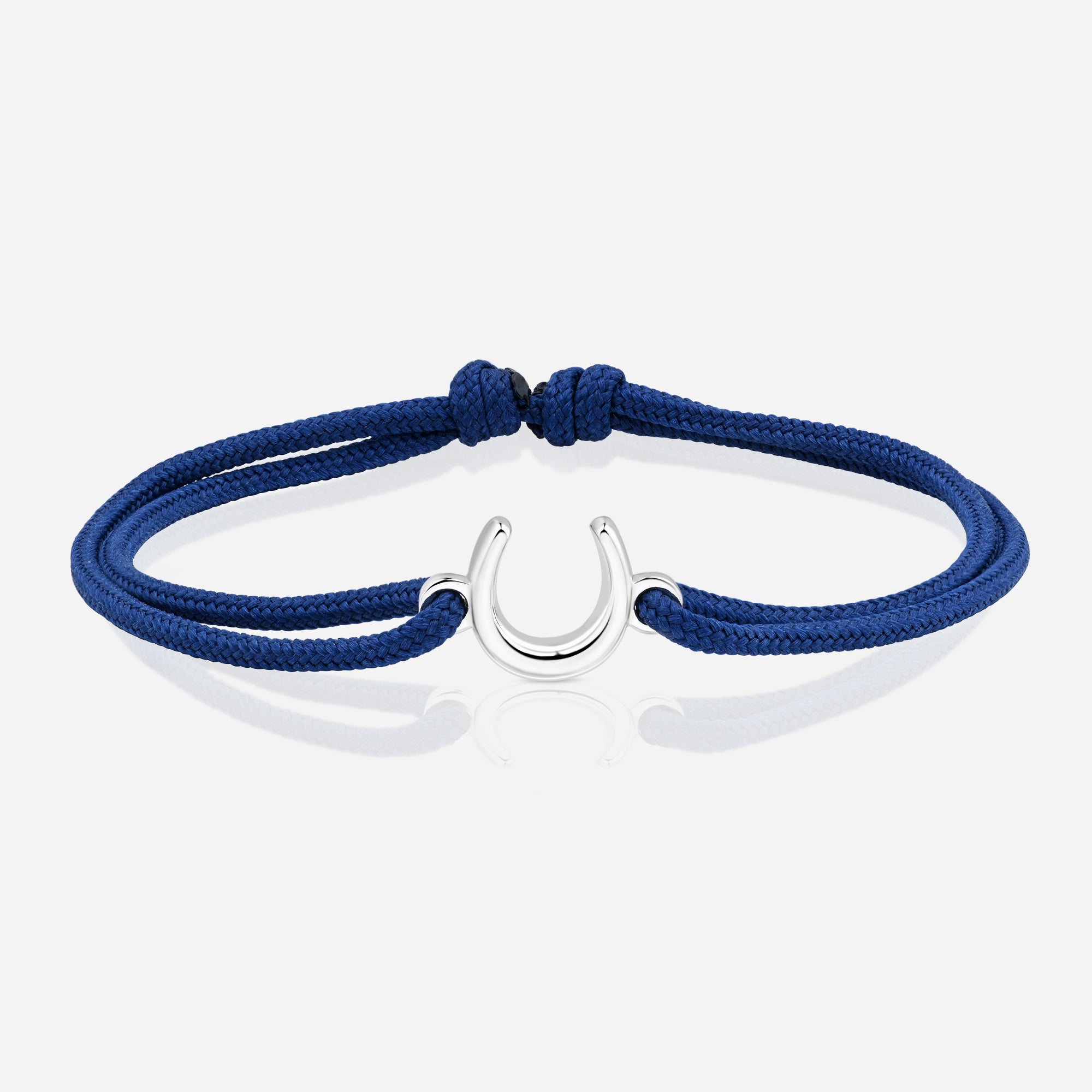 TOTI Destiny Confidence Cord Bracelet Blue - STRĒID. Everyday silver horseshoe charm bracelet on blue eco cord – symbol of confidence and protection.