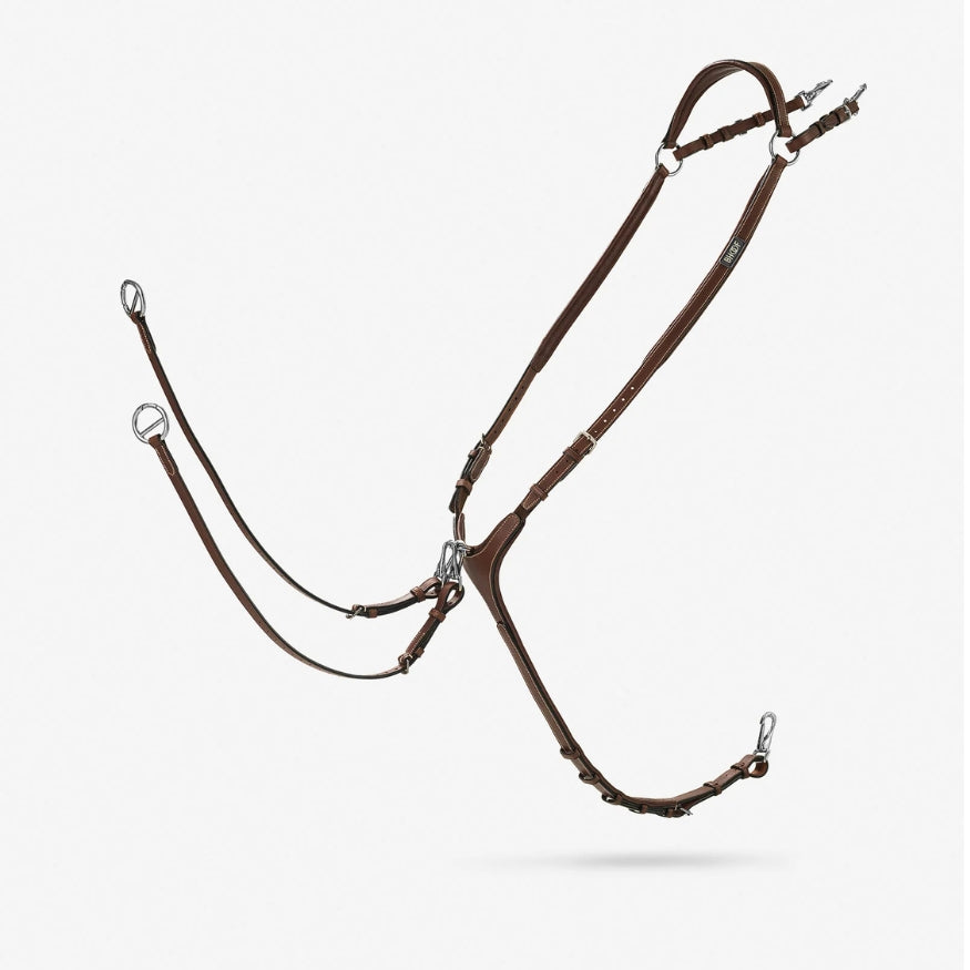 BHOOF Eyewear 3 Slim Sport - STRĒID. Lightweight 650g vegetable-tanned leather high-position breastplate with detachable martingale, quick-snap rings.