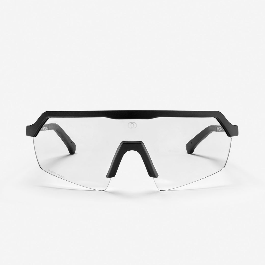 BHOOF riding glasses with photochromic lens adjusting 10-80% VLT for variable light, anti-scratch hydrophobic.