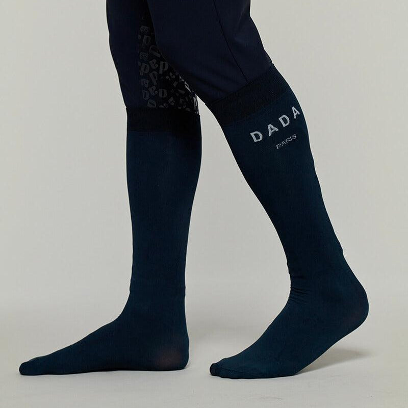 Dada Sport Aldo Men's Riding Socks 2 Pairs - STRĒID. Navy and Khaki Green microfiber socks with reinforced foot, ribbed cuffs, fits 39-46, made in France.