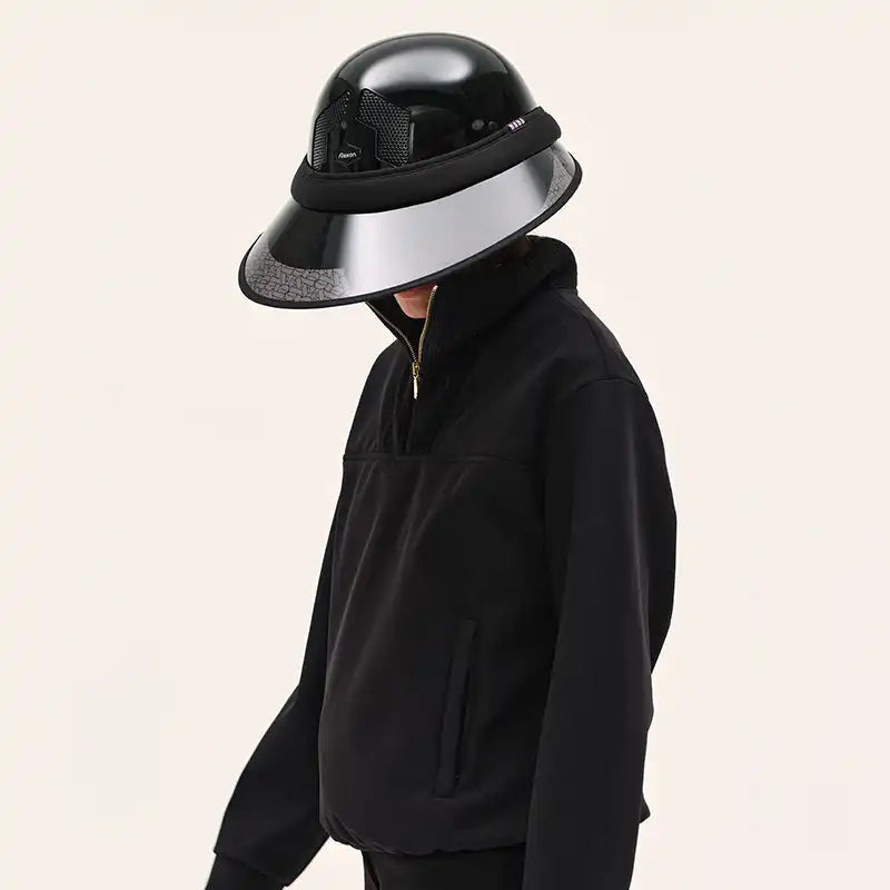 Dada Sport Aria Riding Helmet Visor Black - STRĒID. Transparent black helmet visor with UPF 50+ sun protection, adjustable gold buckle, and silicone grip for secure fit.