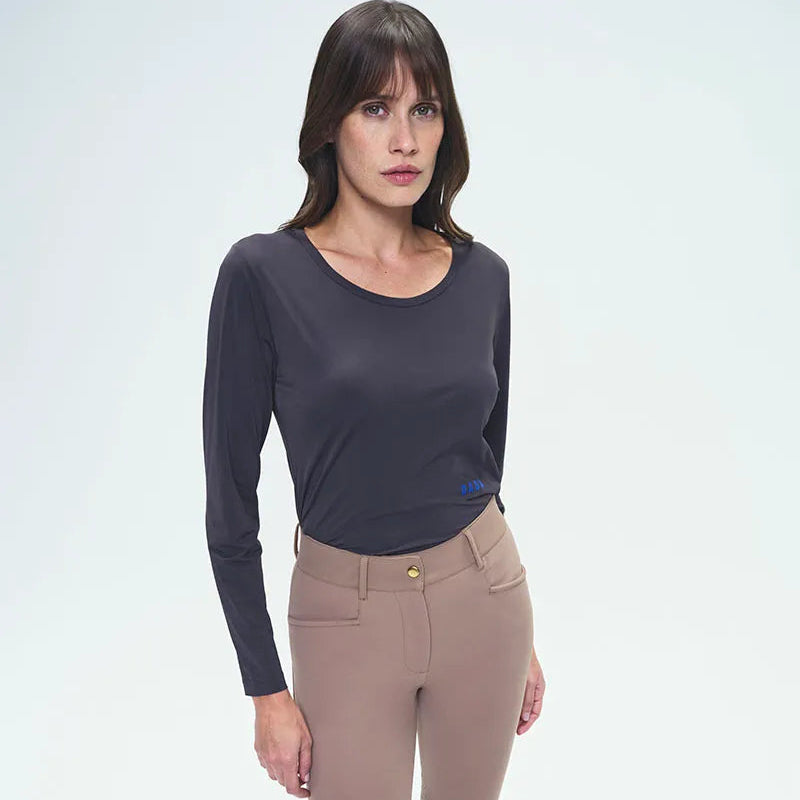 Dada Sport Betty ML Technical Riding T-Shirt - STRĒID. Long-sleeved lightweight tee in Scorched Earth or Marine, bi-stretch, breathable, sunproof, Italian fabric made in Portugal.