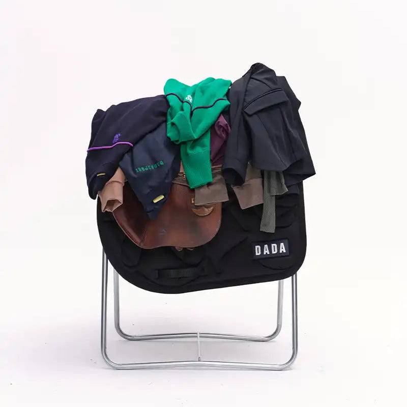 Dada Sport Fit for Fun Saddle Pad Navy - STRĒID. Ergonomic horse saddle pad in navy with neoprene padding, water-repellent layer, and unique Dada motif for comfort and performance.