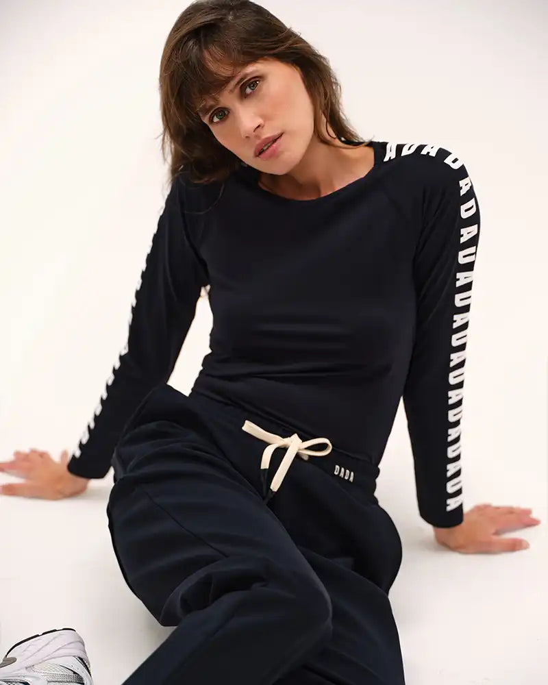 Dada Sport Izzy ML Technical Riding T-Shirt - STRĒID. Fitted long-sleeve riding tee with raglan sleeves, DADA transfers, bi-stretch breathable fabric, UV protection.