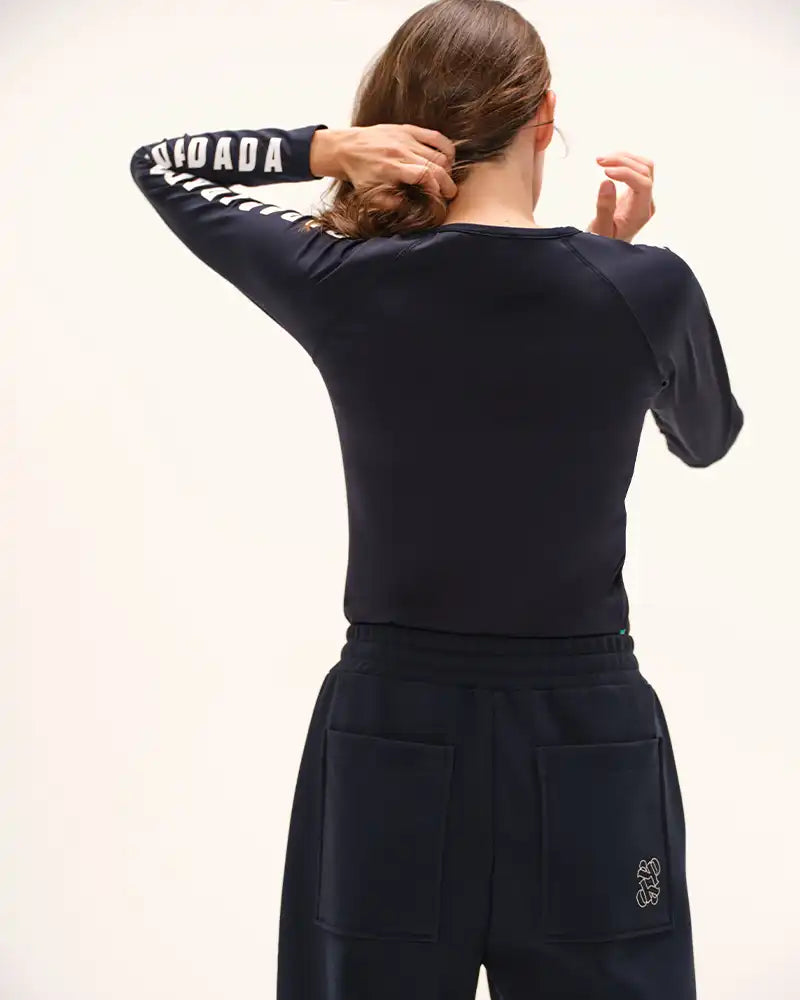 Dada Sport Izzy ML Technical Riding T-Shirt - STRĒID. Fitted long-sleeve riding tee with raglan sleeves, DADA transfers, bi-stretch breathable fabric, UV protection.