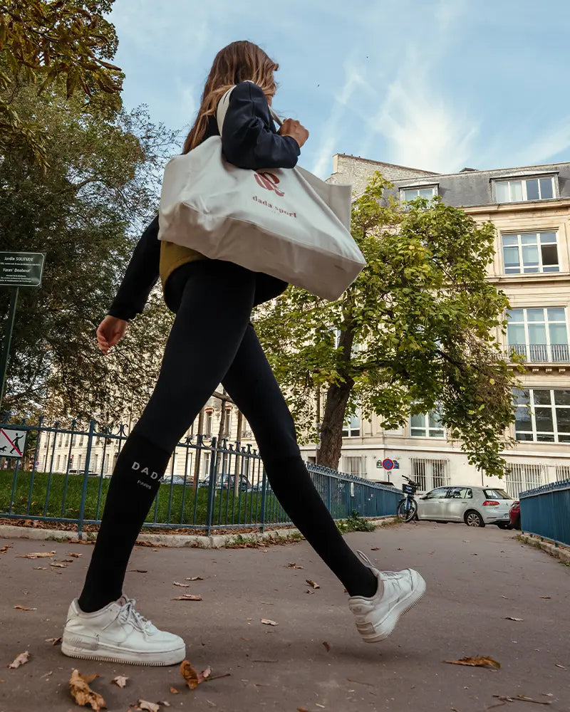 Dada Sport Marcelin Tote Bag Egg Shell - STRĒID. Soft, light cotton tote with double Dada monogram print, 28L capacity for everyday equestrian and casual use.