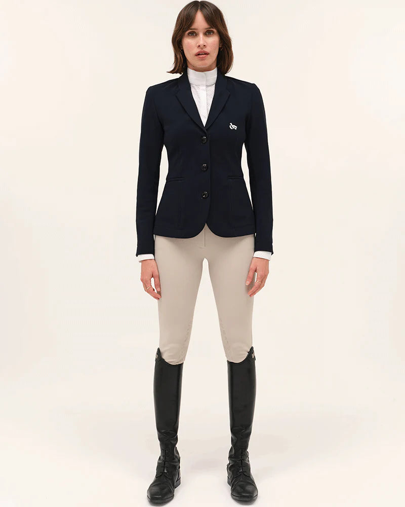 Dada Sport New Tzara Equestrian Competition Jacket - STRĒID. Elegant competition blazer in Storm/Scorched Earth/Baltic with mesh breathable inserts.