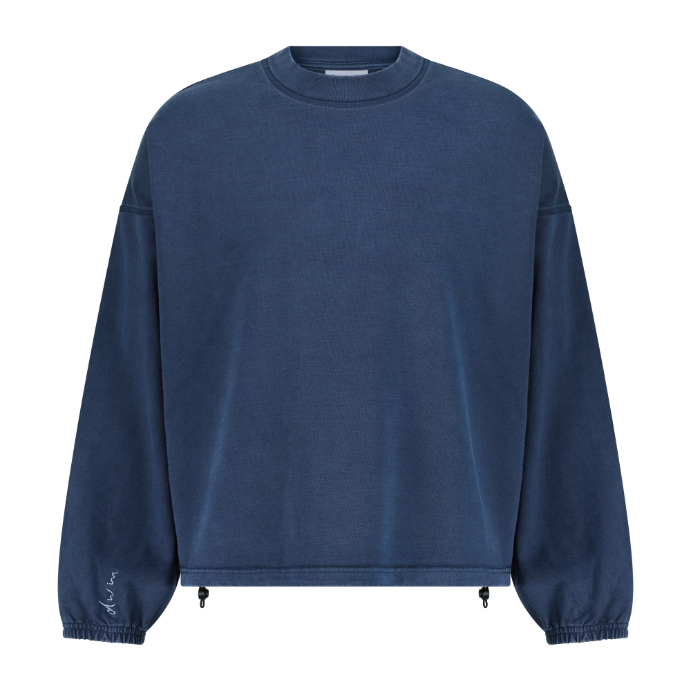 Dubai Winter Ready Long Sleeve Denim Blue - Don't Worry Mom – STRĒID. Soft relaxed fit denim blue long sleeve shirt designed for Dubai winters.
