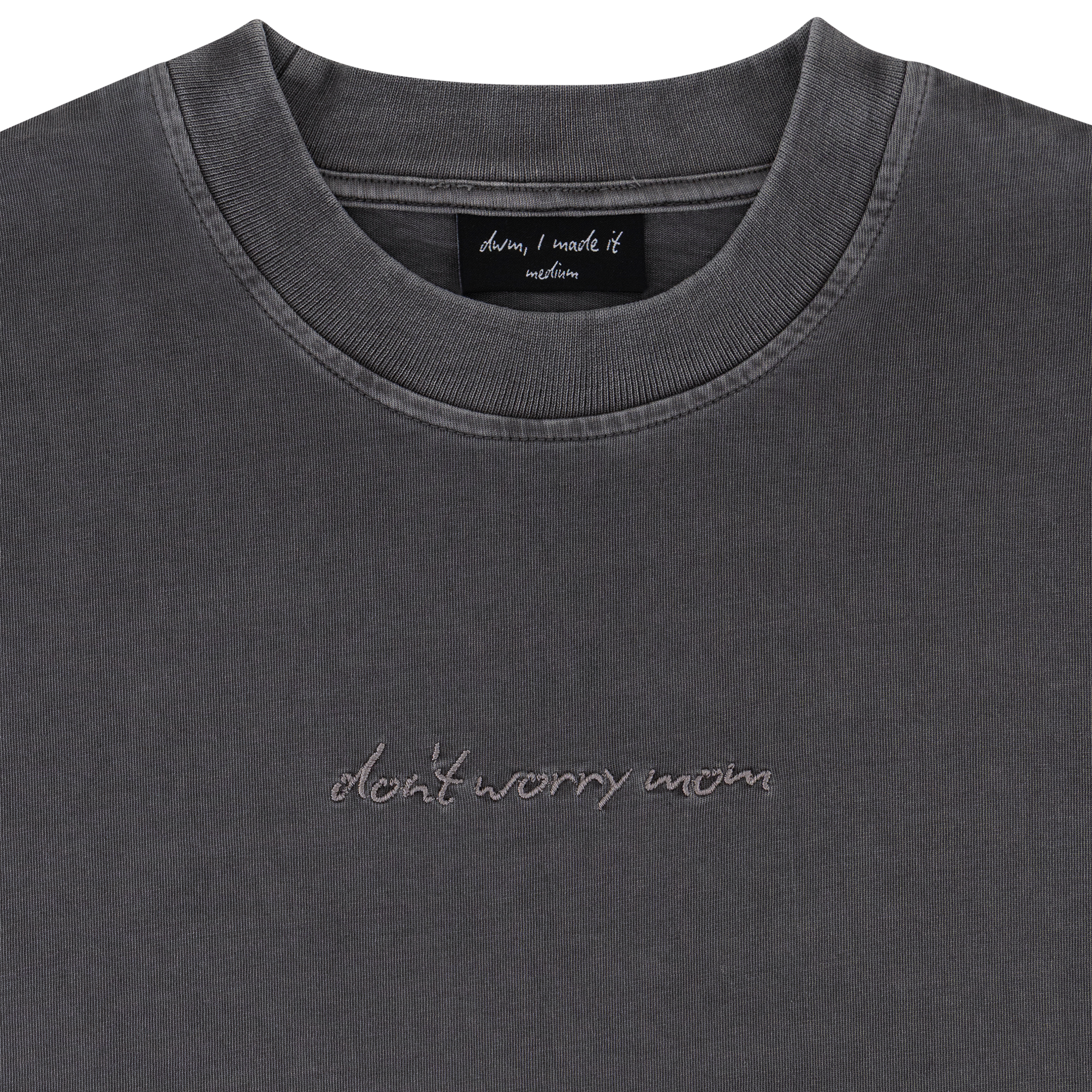Essential Tee Grey - Don't Worry Mom – STRĒID. Soft minimalist grey essential tee for daily wear.
