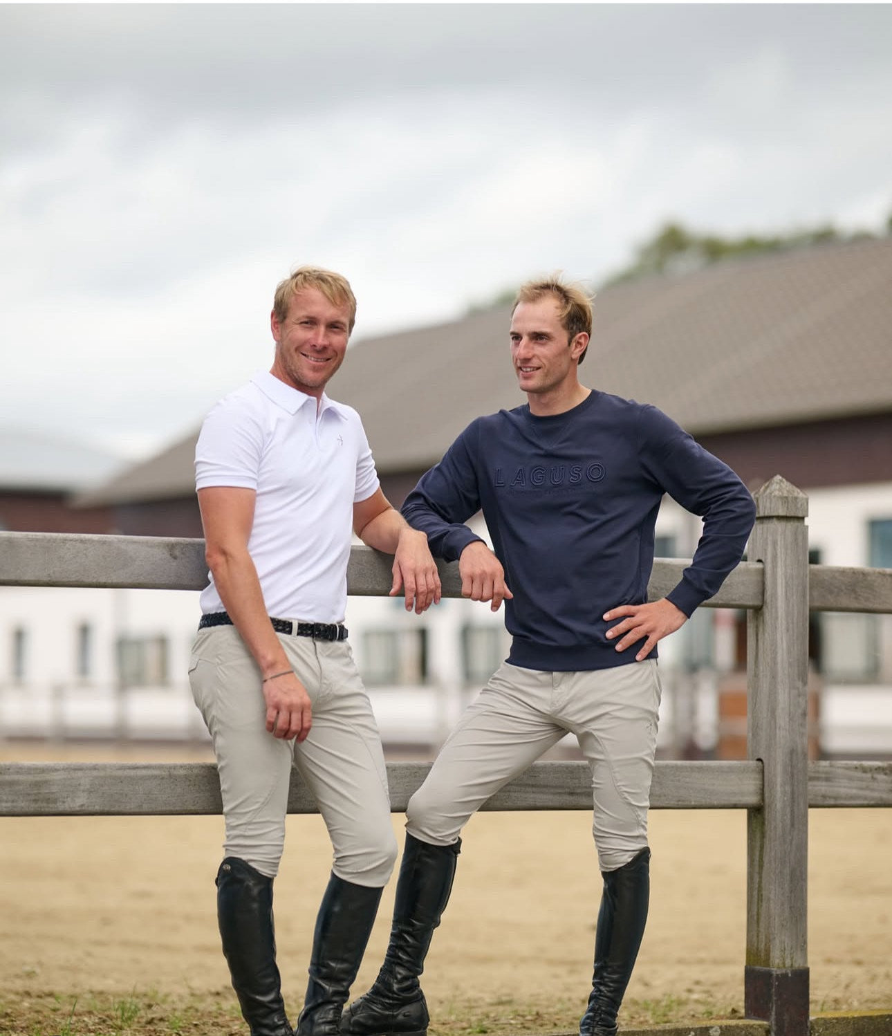Henry Tec Grip Breeches in Beige by LAGUSO - Strēid. Premium equestrian breeches with multilayer stretch fabric and Laguso Gripping System for comfort and stability

