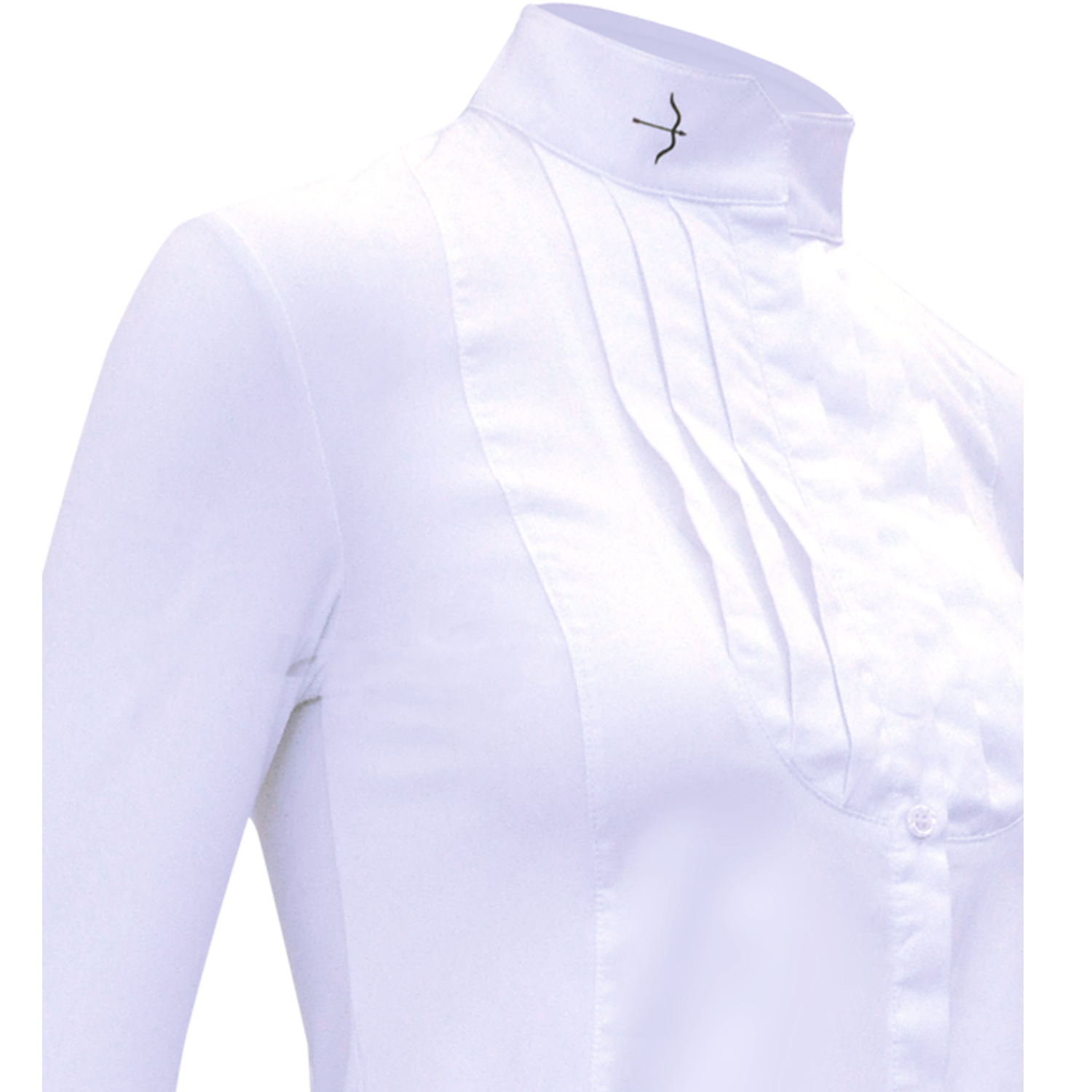 Laila White Competition Blouse by LAGUSO - Strēid. Breathable equestrian blouse with stretch cotton and LPF 50


