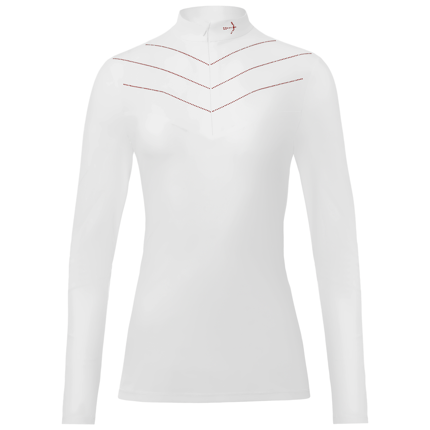 Luise White Crystal Plum Long Sleeve Shirt by LAGUSO - STRĒID. Elegant equestrian shirt with SPF 50 and breathable fabric for horse riders.

