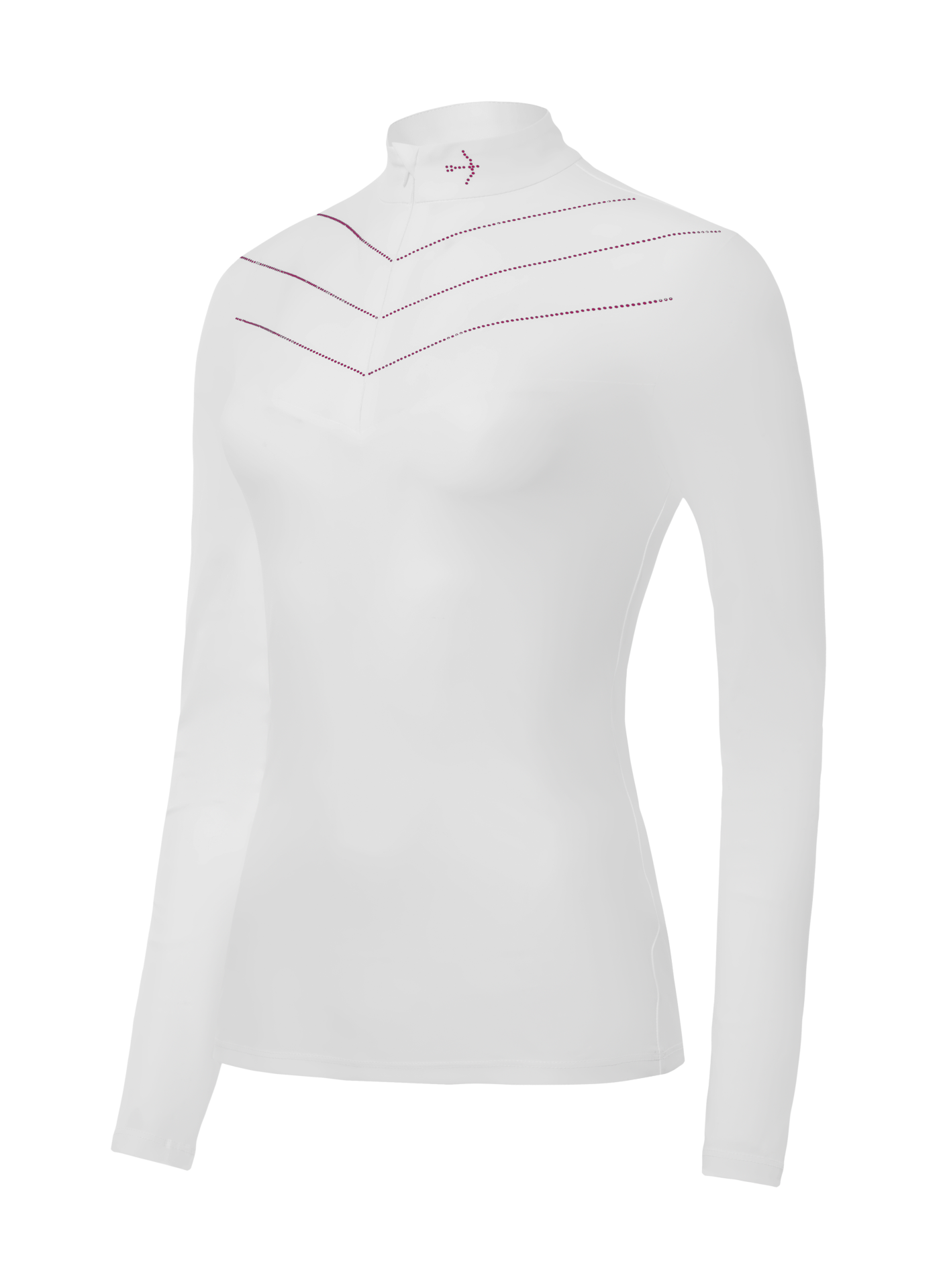 Luise White Crystal Plum Long Sleeve Shirt by LAGUSO - STRĒID. Elegant equestrian shirt with SPF 50 and breathable fabric for horse riders.

