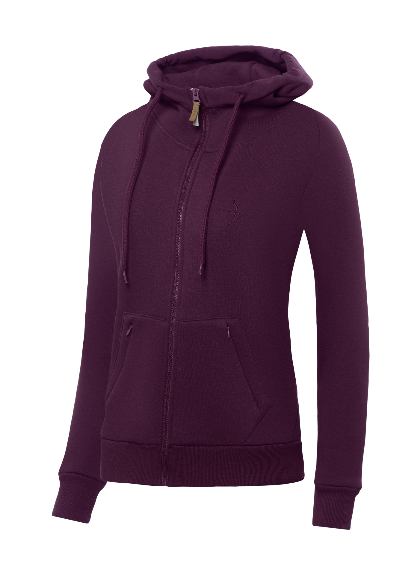 Maya Plum Unisex Hooded Sweat Jacket by LAGUSO - STRĒID. Sporty equestrian jacket with embroidered logo and drawstring for horse riders.

