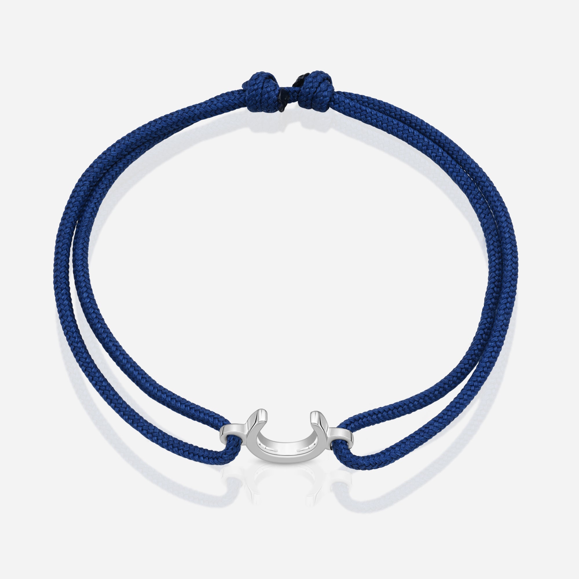 TOTI Destiny Confidence Cord Bracelet Blue - STRĒID. Blue eco cord bracelet with polished silver horseshoe charm.