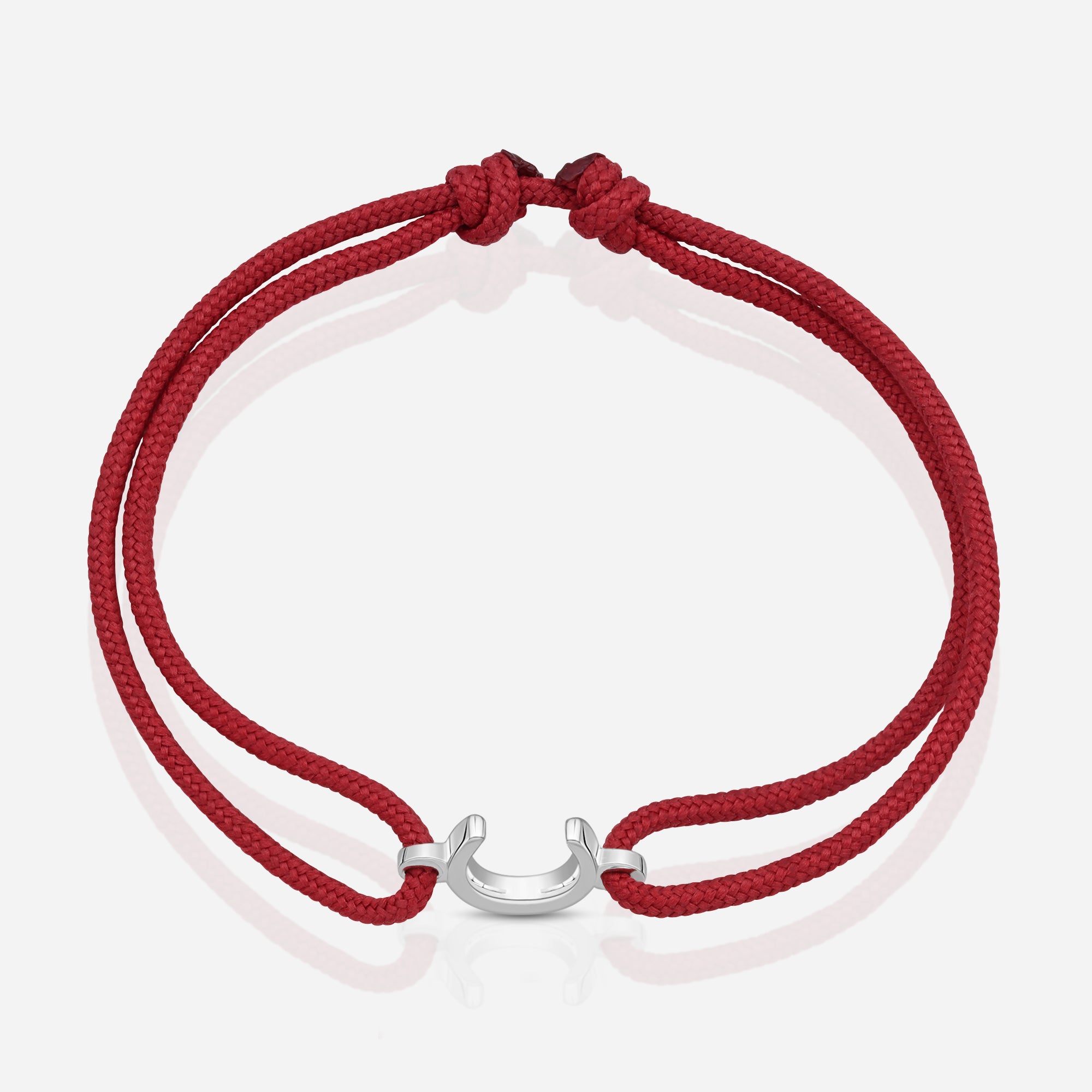 TOTI Destiny Confidence Cord Bracelet Bordeaux - STRĒID. Adjustable bordeaux cord bracelet with meaningful silver horseshoe luck charm.