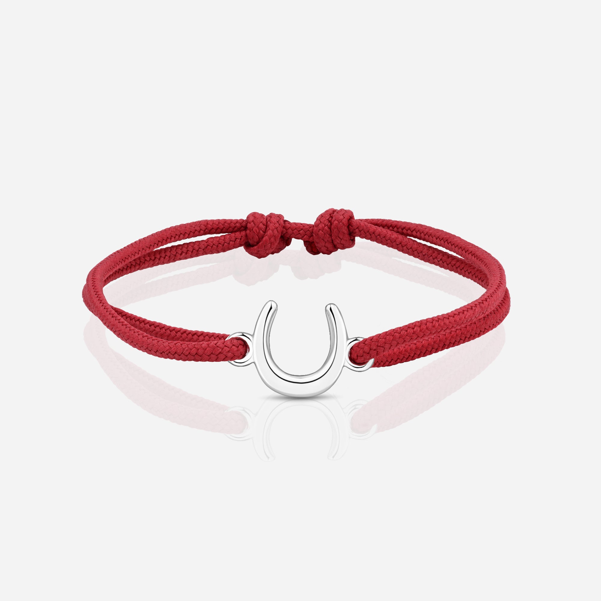 TOTI Destiny Confidence Cord Bracelet Bordeaux - STRĒID. Bordeaux eco cord bracelet with polished silver horseshoe charm.