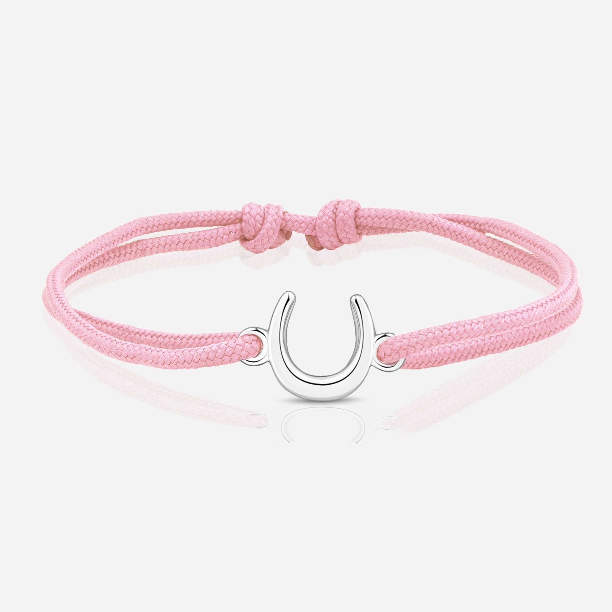 TOTI Destiny Confidence Cord Bracelet Pink - STRĒID. Pink eco cord bracelet with polished silver horseshoe charm.
