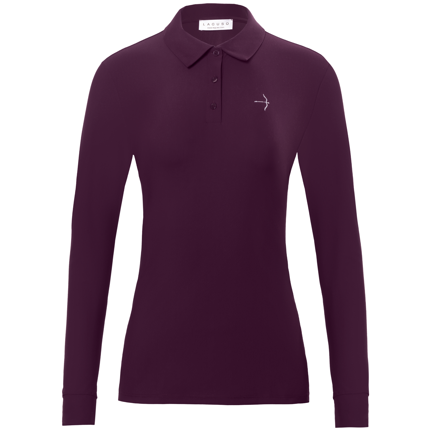 Tracy Polo Plum Long Sleeve Training Shirt by LAGUSO - STRĒID. Sporty equestrian polo shirt with SPF 50 and breathable fabric for horse riders.


