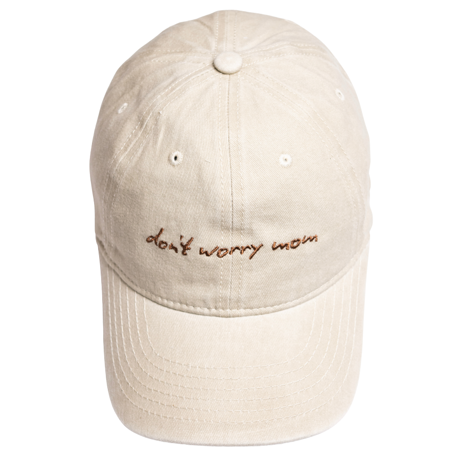 Washed Denim Cap - Don't Worry Mom – STRĒID. Comfortable everyday denim cap with nostalgic and quiet comfort feel.